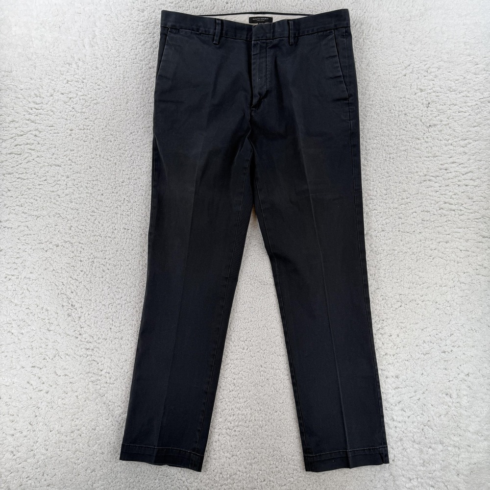 Banana Republic Aiden Chino Pants Mens 35x32 (35x30) Black Slim Fit Stretch